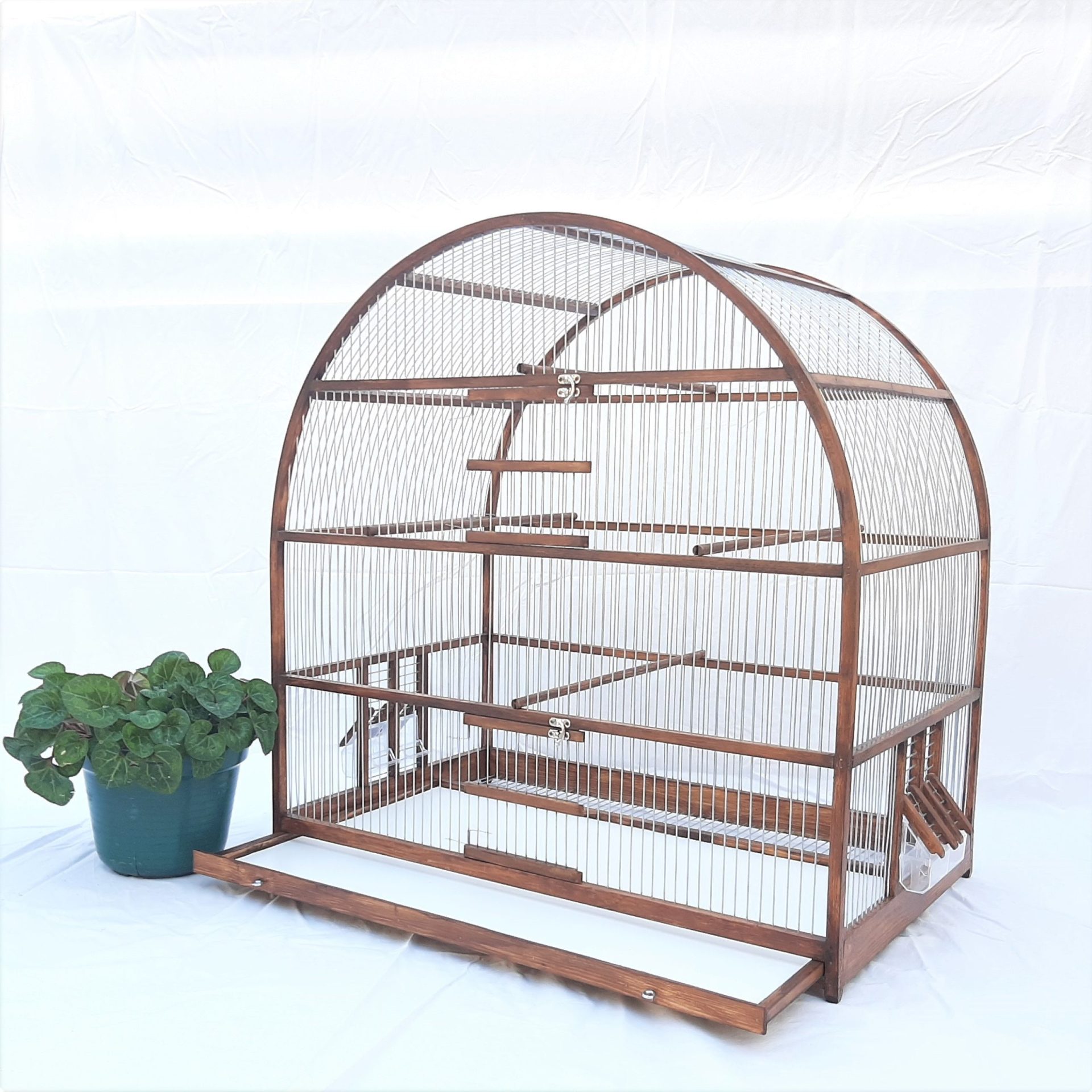 Extra Large Wooden Oval Bird Cage - Brown - PadaWorks