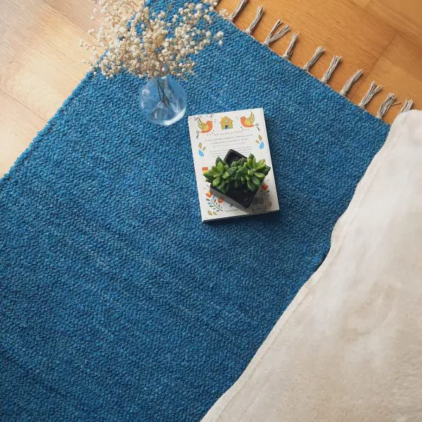 Runner rug teal blue 200cm