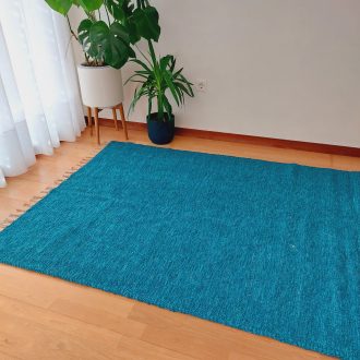 large teal blue rug