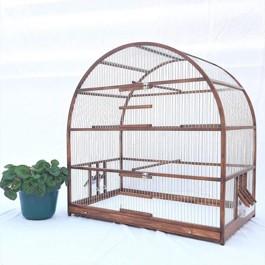 Extra Large Wooden Oval Bird Cage - Brown - PadaWorks