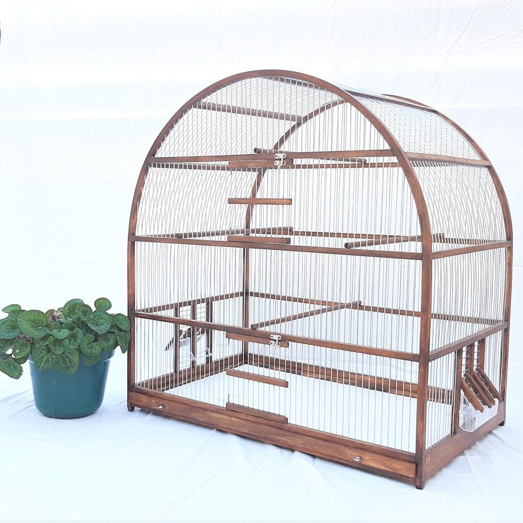 Extra Large Wooden Oval Bird Cage - Brown - PadaWorks