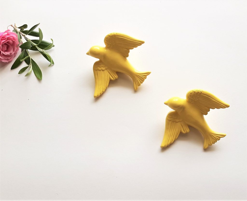 Ceramic Swallows Yellow Wall Hanging - PadaWorks