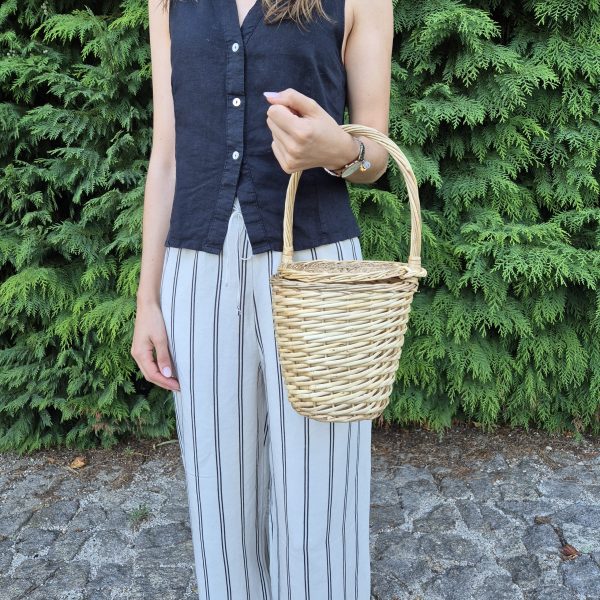 mala de mão pequena de vime estilo birkin