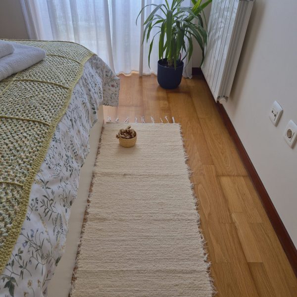 handwoven runner rug cream 250cm