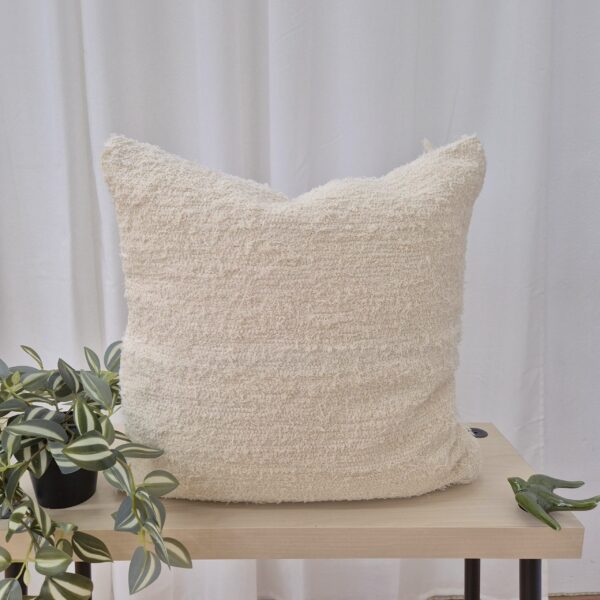 cream cushion handwoven made in recycled cotton