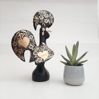 black and gold ceramic rooster