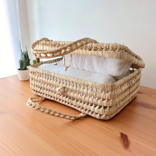 Cesto de palma grande estilo mala