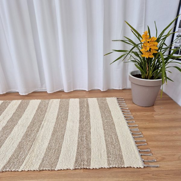 area rug cream and light brown striped rug