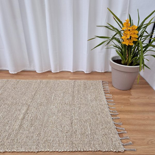light brown rug made from recycled materials sustainable decor